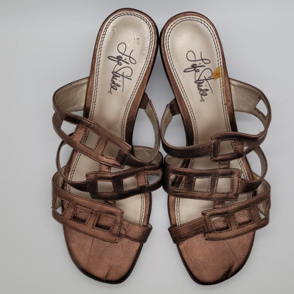 Life Stride Shore Strappy Slip On Sandals Brown Women's Size 8.5M